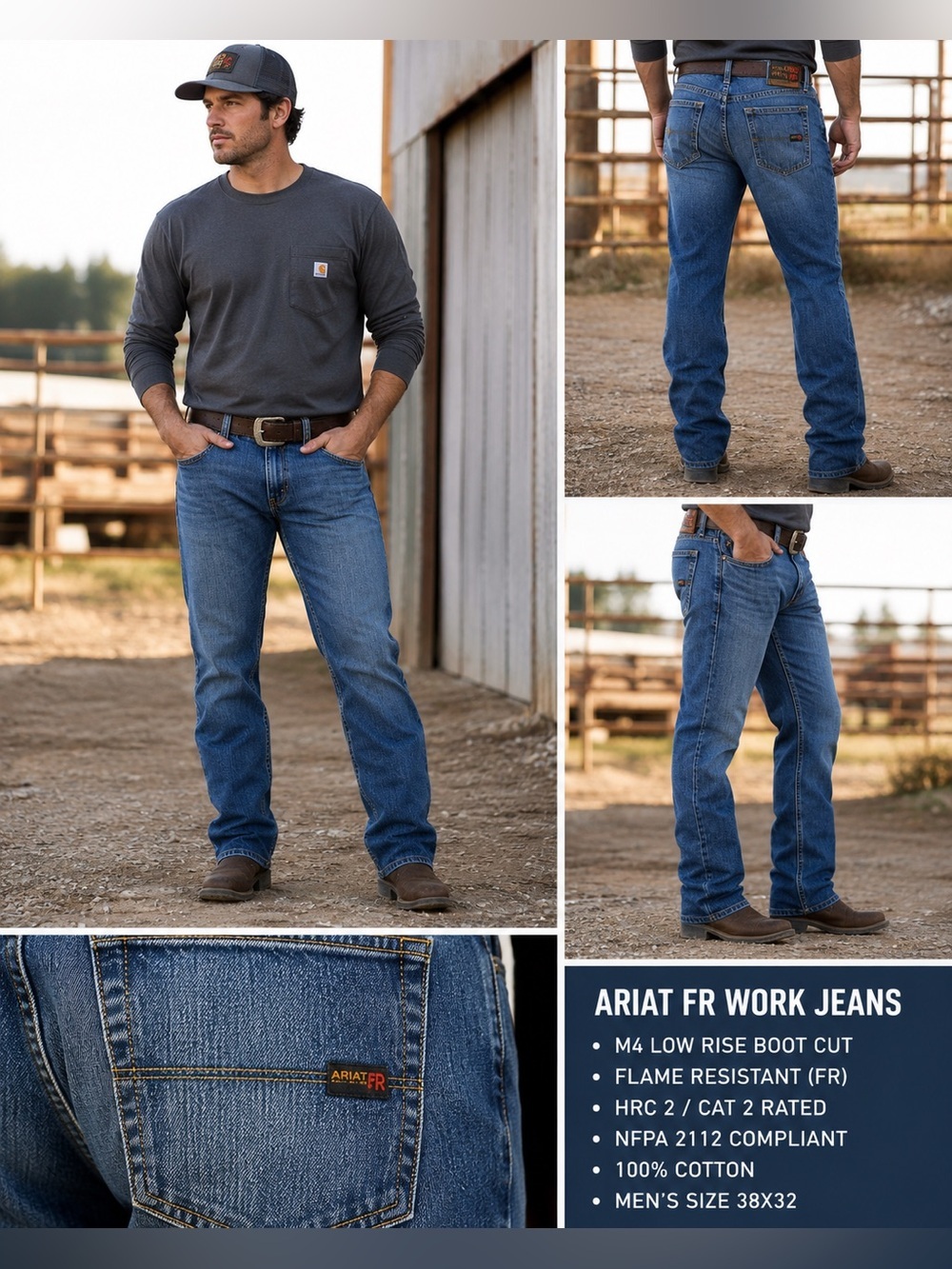 Ariat Blue Men’s Low-Rise Bootcut Jeans
